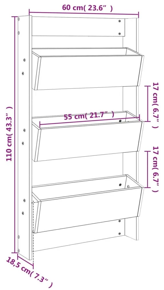 Ζαρντινιέρα Τοίχου 3 Επιπέδων Μελί 60x18,5x110 εκ. Μασίφ Πεύκο - Καφέ