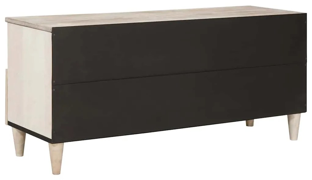 vidaXL Ντουλάπι TV με συρτάρι Λευκό 100 x 33 x 46 εκ Μασίφ ξύλο μάνγκο