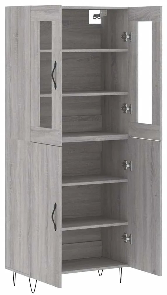 vidaXL Ντουλάπι Γκρι Sonoma 69,5 x 34 x 180 εκ. Επεξεργασμένο Ξύλο