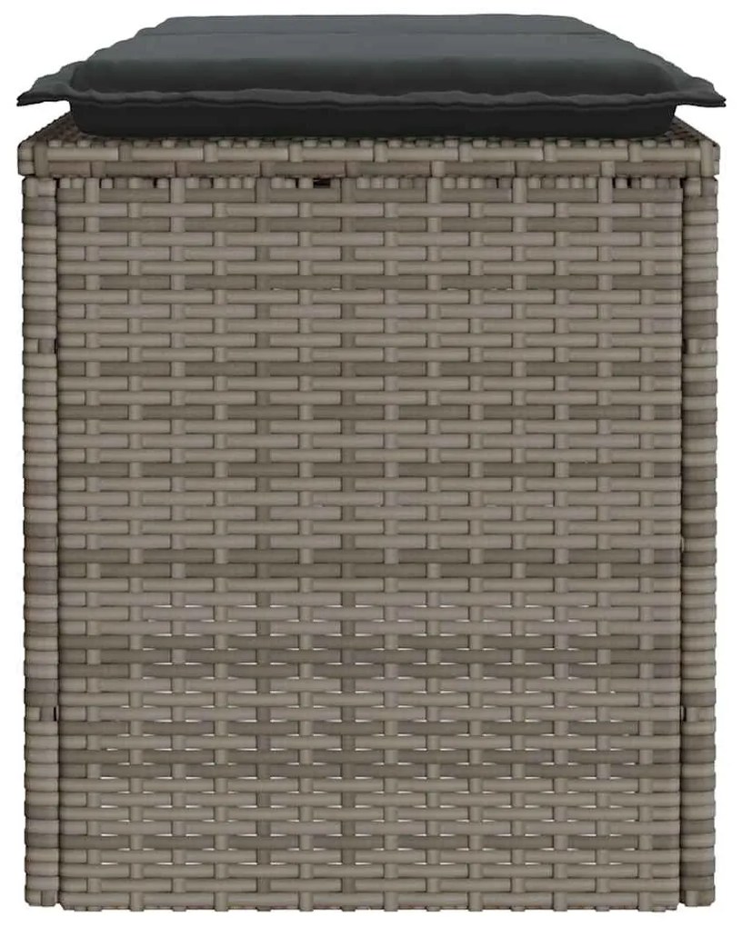 Πάγκος κήπου με μαξιλάρι γκρι 110x40x44 cm Poly Rattan - Γκρι