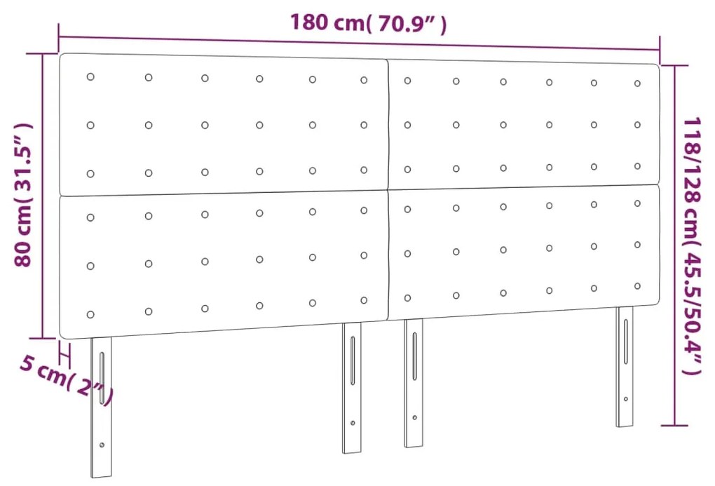 vidaXL Κεφαλάρι Κρεβατιού LED Λευκό 180x5x118/128 εκ