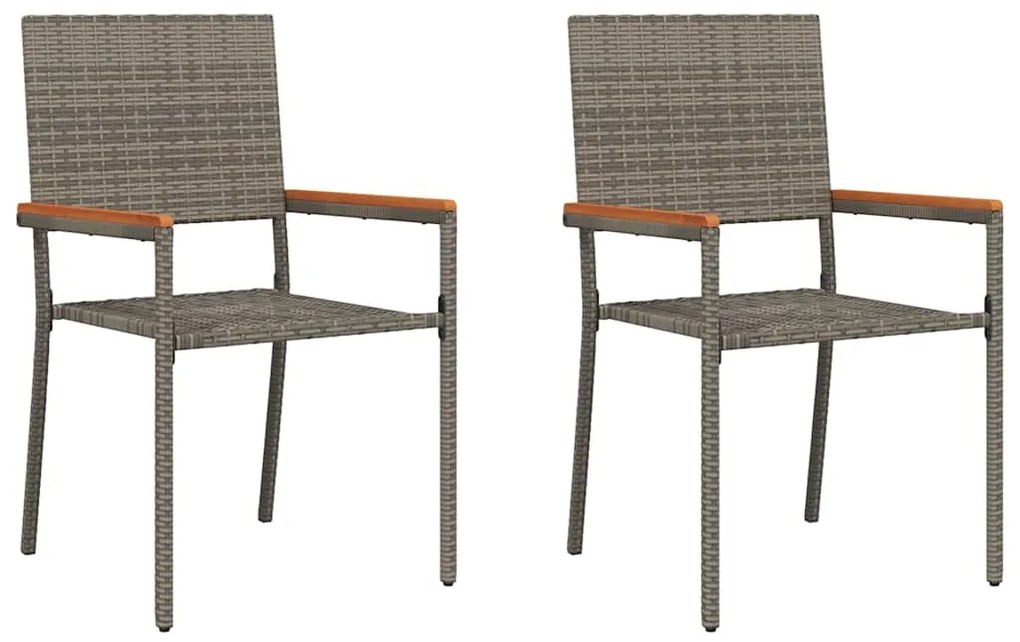 vidaXL Καρέκλες κήπου που σωριάζονται 2 pcs Γκρι, Καφέ