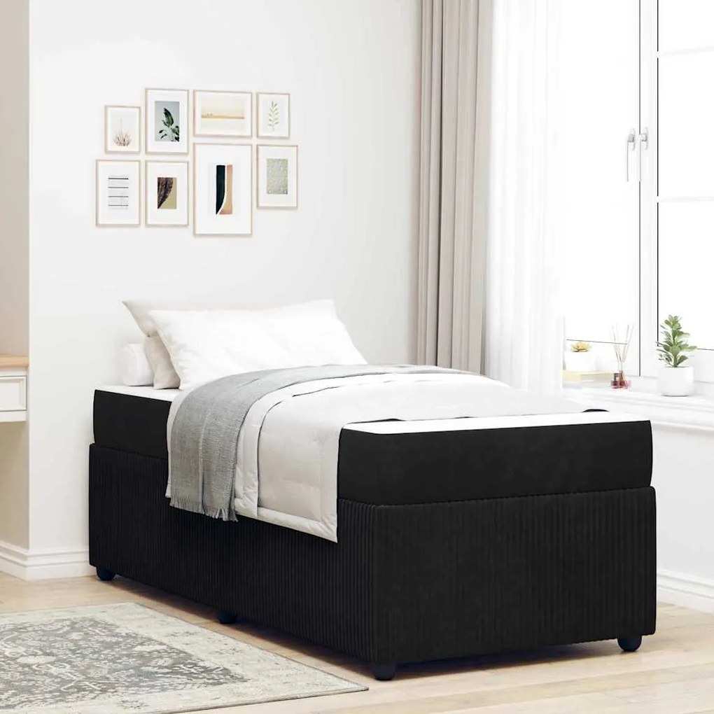 vidaXL Σκελετός κρεβατιού με στρώμα Άλλο Μαύρο 90 x 200 cm Βελούδο