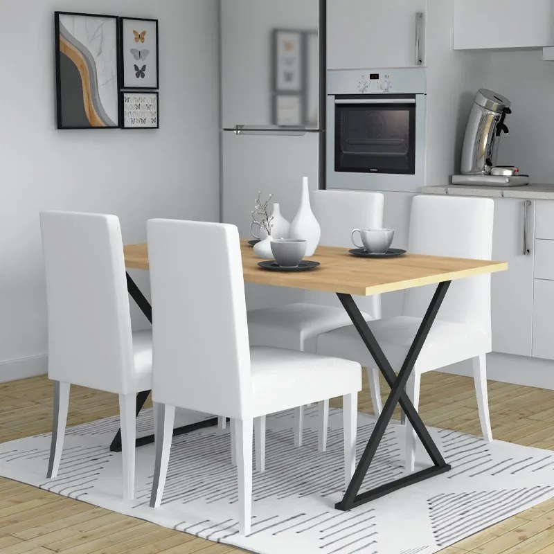 Τραπέζι Bette Megapap χρώμα sonoma - ανθρακί 140x80x76εκ.