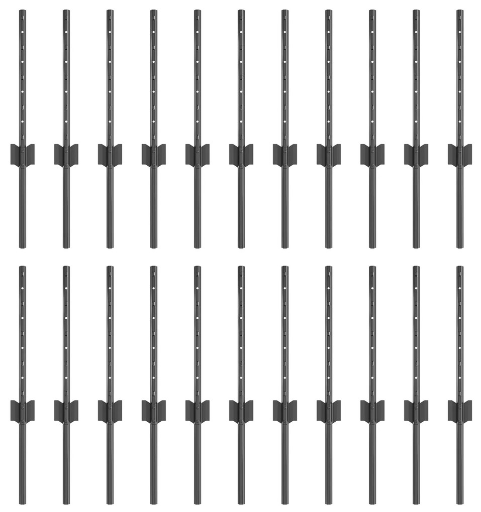 vidaXL Πό posts φράχτη 22 pcs Γκρι 50 x 0.4 μ Μέταλλο