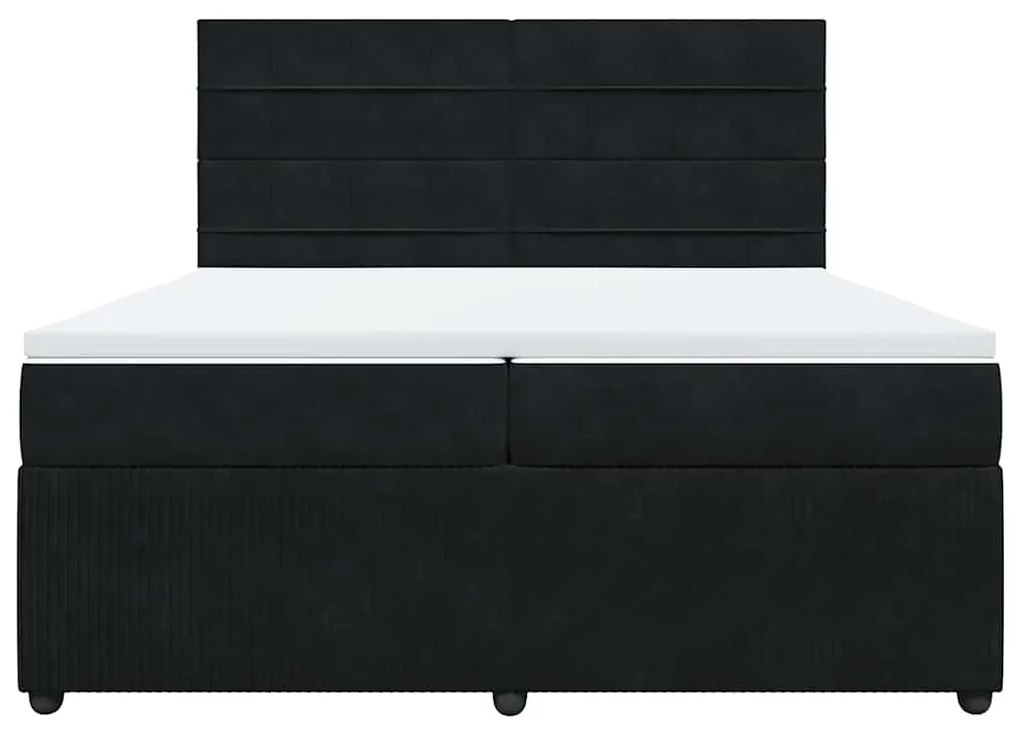 vidaXL Κρεβάτι Boxspring με Στρώμα Μαύρο 200x200 εκ. Βελούδινο