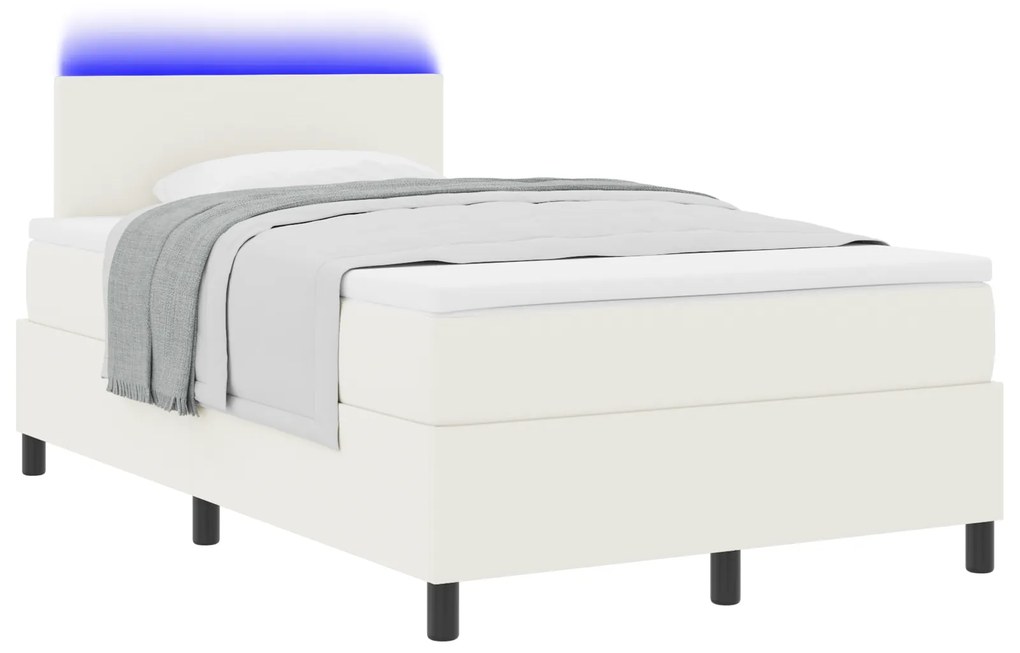 vidaXL Κρεβάτι με Σπαστή Βάση με Στρώμα & LED Λευκό 120x200 εκ Βελούδινο Ύφασμα
