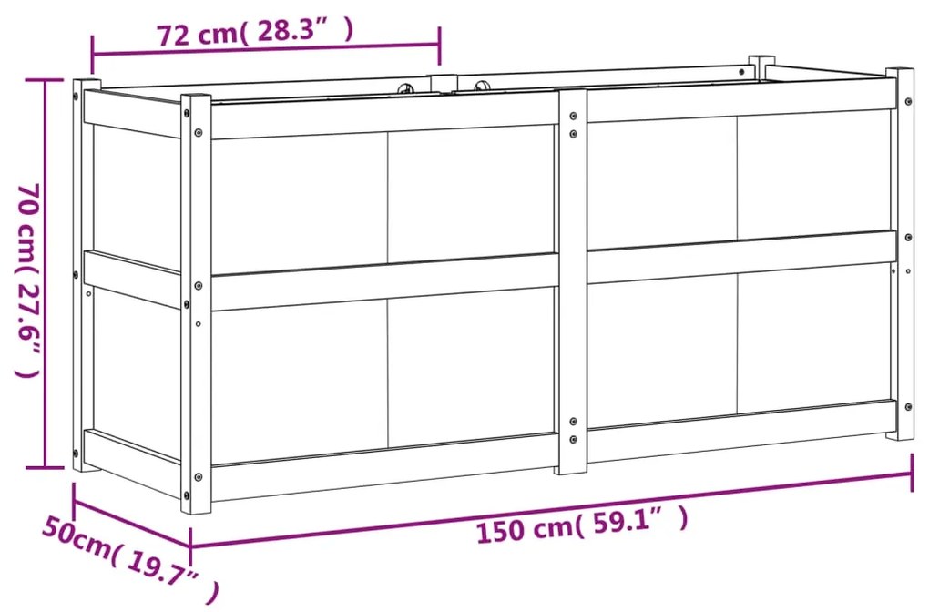 Ζαρντινιέρα Κήπου 150 x 50 x 70 εκ. από Μασίφ Ξύλο Πεύκου - Καφέ