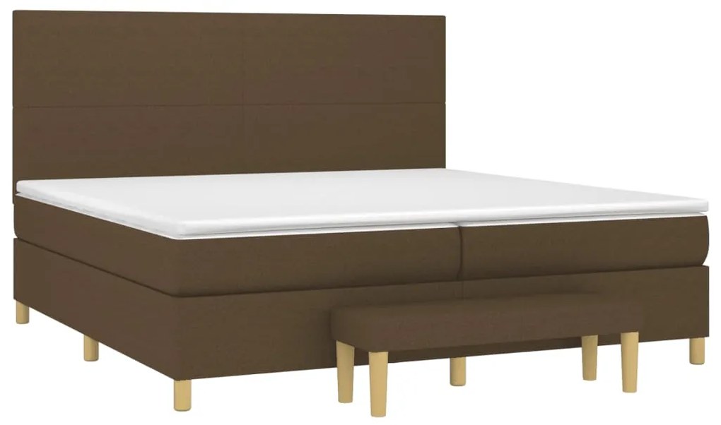 vidaXL Κρεβάτι Boxspring με Στρώμα Σκούρο Καφέ 200x200 εκ. Υφασμάτινο