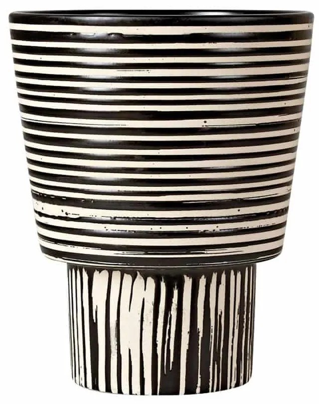 Βάζο Κεραμικό Vase 235 15x20cm Black-Beige Kentia Κεραμικό