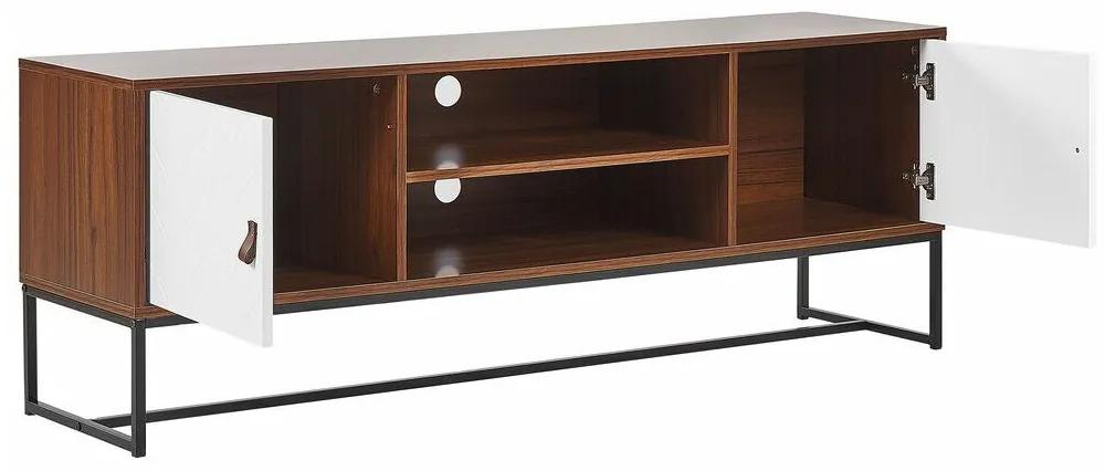 Τραπέζι Tv Berwyn B102, Σκούρο ξύλο, Μαύρο, Άσπρο, 150x55x40cm, 28 kg | Epipla1.gr