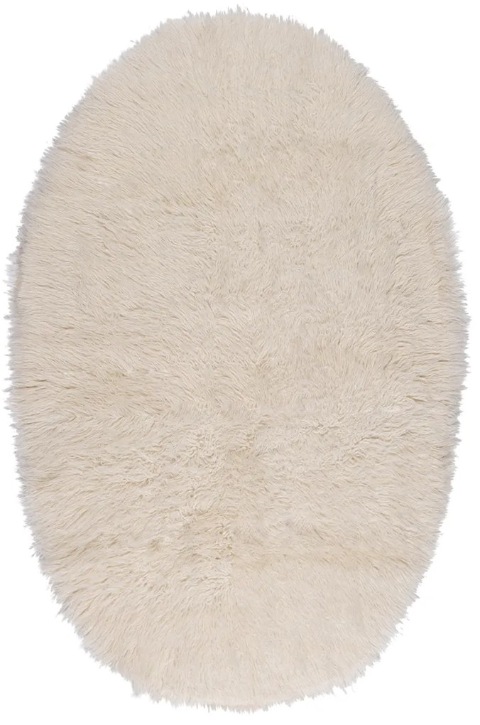 Οβάλ Χαλί (120x180) Βιοκαρπέτ Flokati Natural White 1700gsm