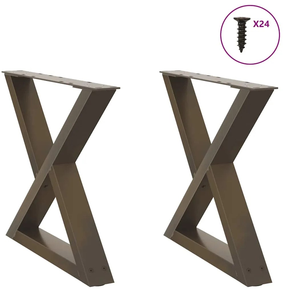 Πόδια Τραπεζιού Σαλονιού 2 τεμ. από Φυσικό Ατσάλι 50x(42-43,3) εκ. Ατσάλι