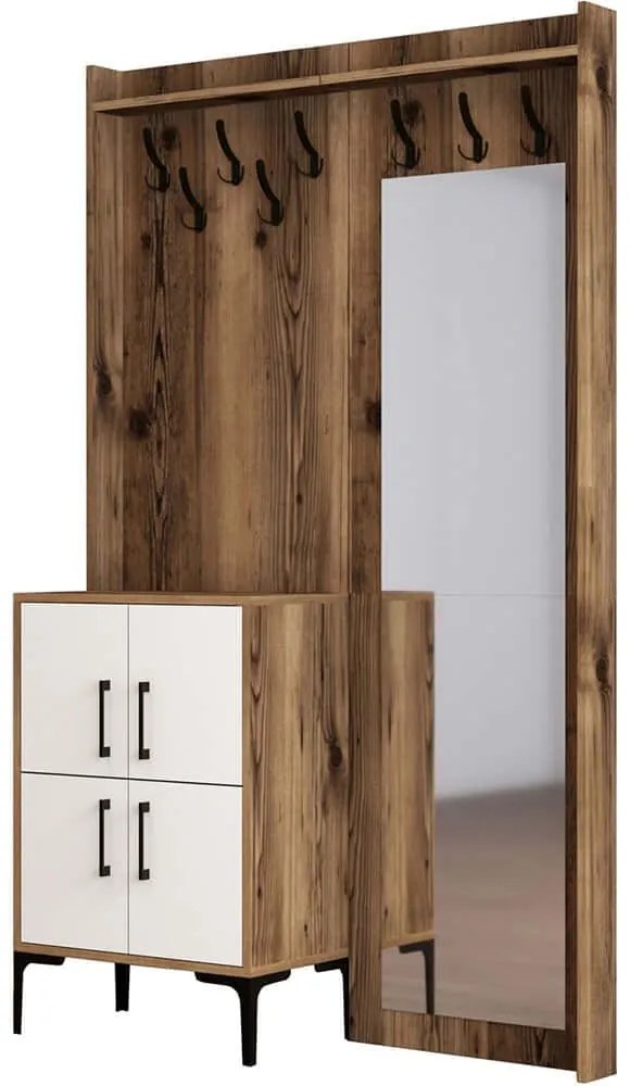 Έπιπλο Εισόδου Berlin 845HCT4208 120x35x200cm Walnut-White Particle Board, Metal