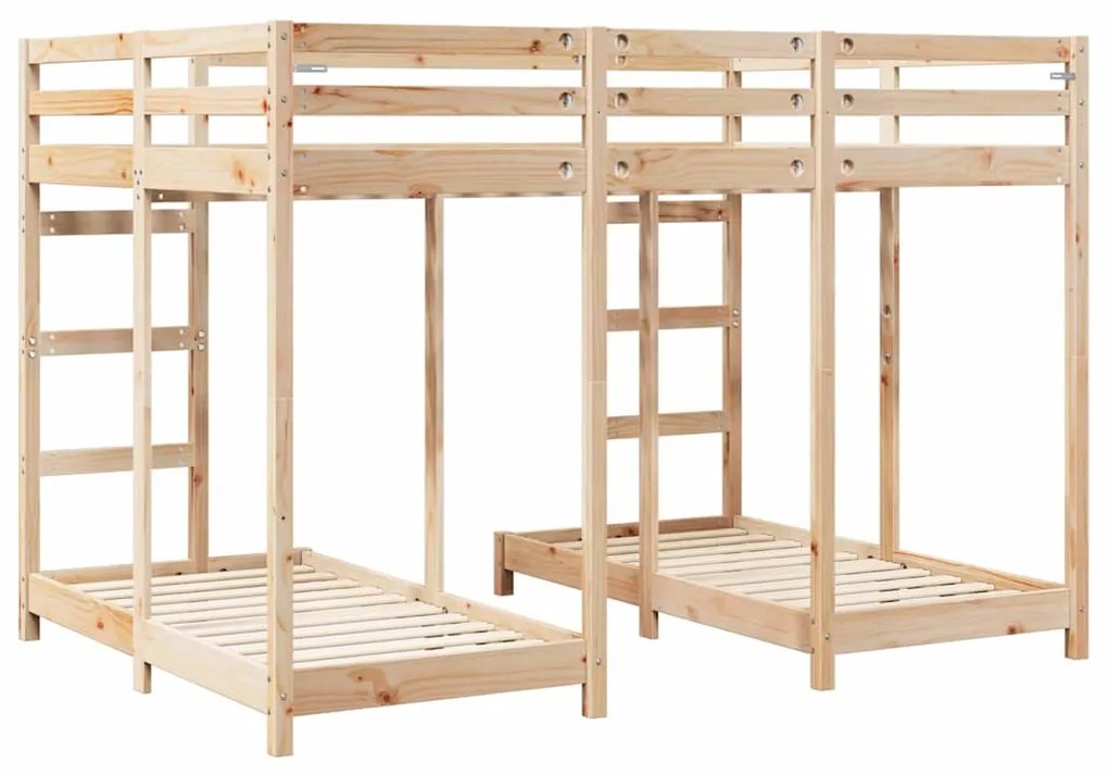 vidaXL Σκελετός Κουκέτας Τριών Επιπέδων Καφέ 140 x 200 cm