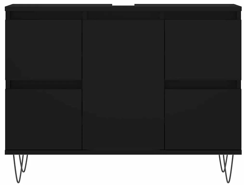 vidaXL Ντουλάπι Μπάνιου Μαύρο 80 x 33 x 60 εκ. από Επεξεργασμένο Ξύλο
