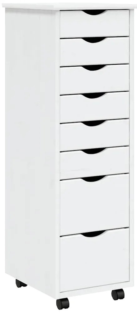 vidaXL Ντουλάπι Κυλιόμενο με Συρτάρια MOSS Λευκό από Μασίφ Ξύλο Πεύκου