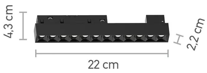 Φωτιστικό LED 12W 3000K για μαγνητική ράγα σε μαύρη απόχρωση D:22cmX4,3cm (T01301-BL) - 1.5W - 20W - T01301-BL