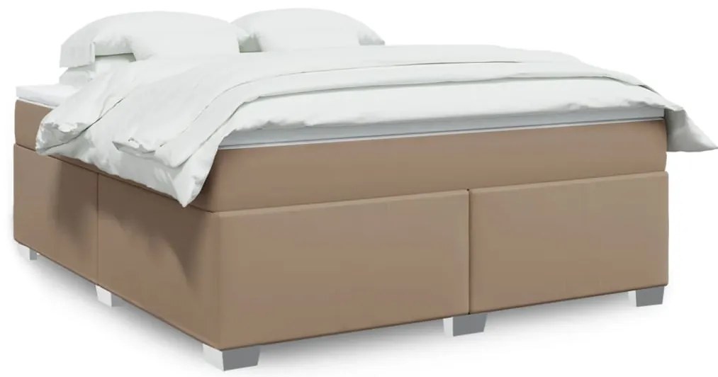 vidaXL Κρεβάτι Boxspring με Στρώμα Καπουτσίνο 180x200 εκ. Συνθ. Δέρμα