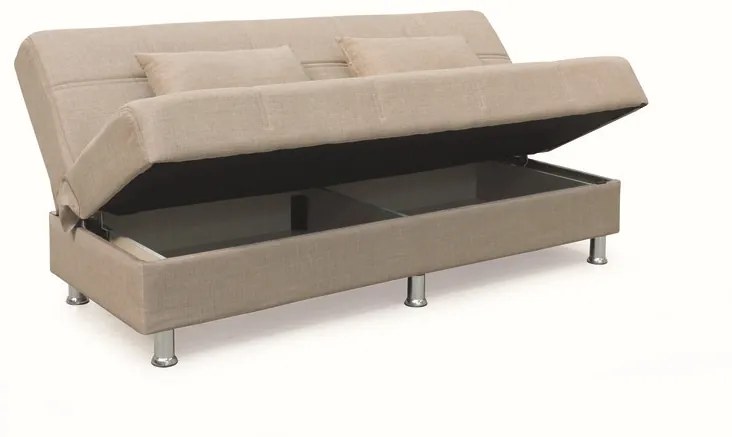 FELINA LIGHT BROWN ΥΦΑΣΜΑ 3ΘΕΣΙΟΣ ΚΑΝΑΠΕΣ/ΚΡΕΒΑΤΙ ΜΕ ΑΠΟΘ.ΧΩΡΟ 182X90ΕΚ.