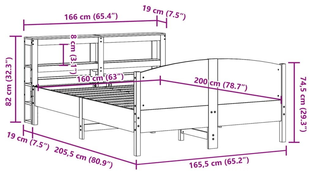 ΣΚΕΛΕΤΟΣ ΚΡΕΒΑΤΙΟΥ ΧΩΡΙΣ ΣΤΡΩΜΑ 160X200 ΕΚ ΜΑΣΙΦ ΞΥΛΟ ΠΕΥΚΟΥ 3306219