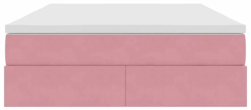 vidaXL Κρεβάτι με αποθηκευτικό χώρο και στρώμα Ροζ 140 x 200 cm