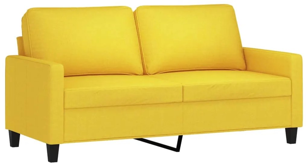 vidaXL Σετ Σαλονιού 2 Τεμαχίων Ανοιχτό Κίτρινο Υφασμάτινο με Μαξιλάρια