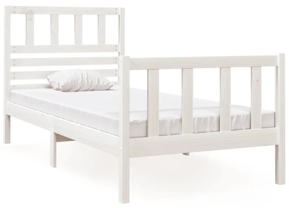 Πλαίσιο Κρεβατιού Λευκό 75x190 εκ. Μασίφ Ξύλο Small Single 3101114