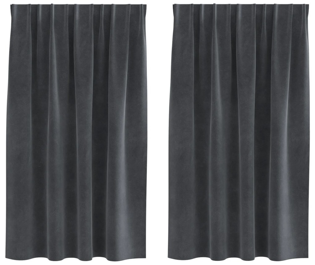 vidaXL Curtains Blackout με Ταινία Κορυφής 2 τεμάχια Ανοιχτό Γκρι Βελούδο