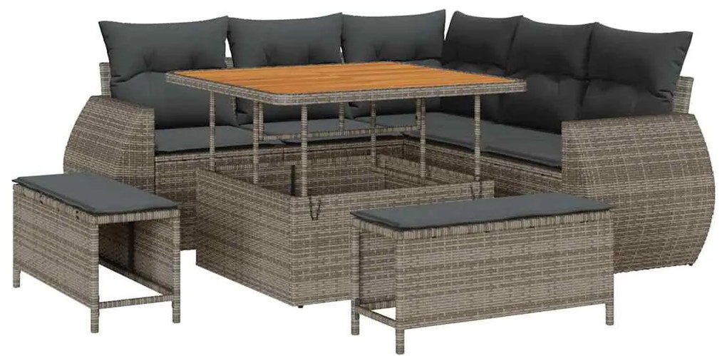 vidaXL Σετ Καναπέ Κήπου με μαξιλάρι 8 pcs Γκρι 100 x 100 x 71 cm