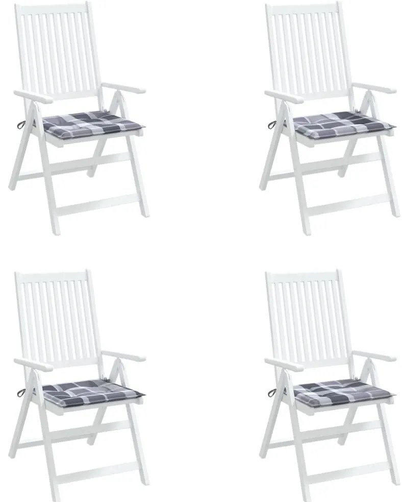 vidaXL Μαξιλάρια Καρέκλας 4τεμ Γκρι Καρό 50x50x3εκ. Ύφασμα Oxford