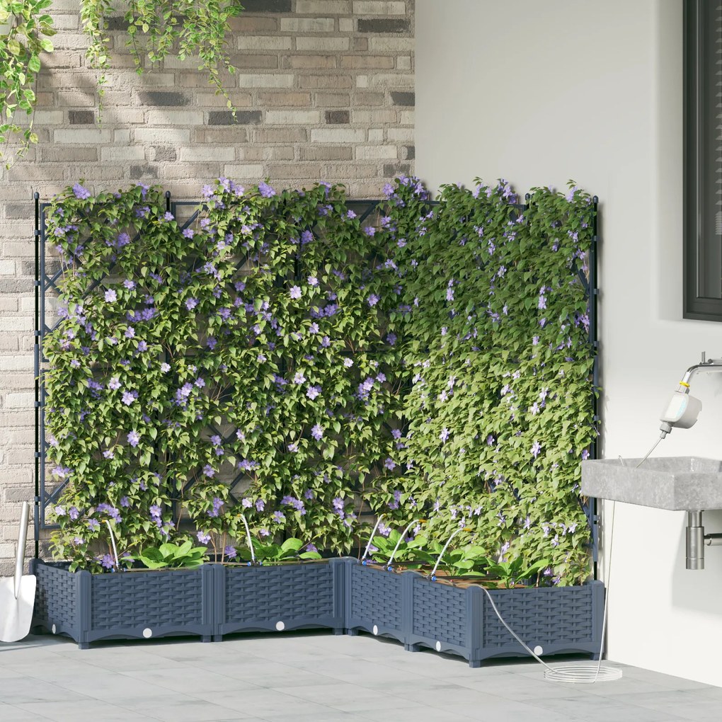 vidaXL Γλάστρες Κήπου 1 τεμ Καφασωτό Γκρι 120 x 120 x 126 cm Πλαστικό