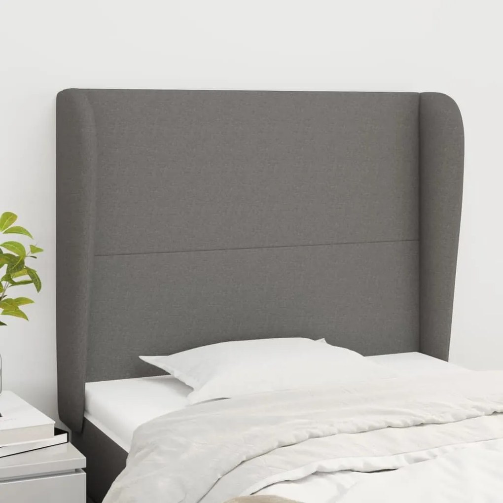 Κεφαλάρι με Πτερύγια Σκούρο Γκρι 93 x 23 x 118/128εκ.Υφασμάτινο 3117659