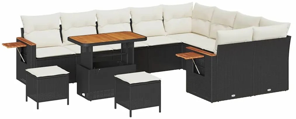 vidaXL Σετ Καναπέ Κήπου 12 pcs Μαύρο και κρεμ 90 x 55 x 71 cm