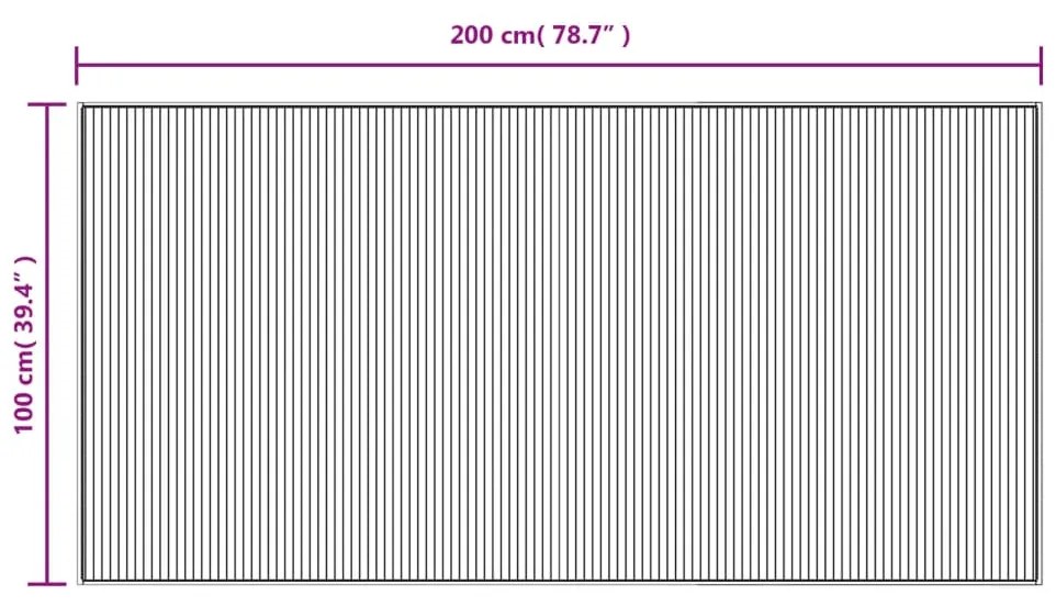 Χαλί Ορθογώνιο Μαύρο 100 x 200 εκ. Μπαμπού - Μαύρο