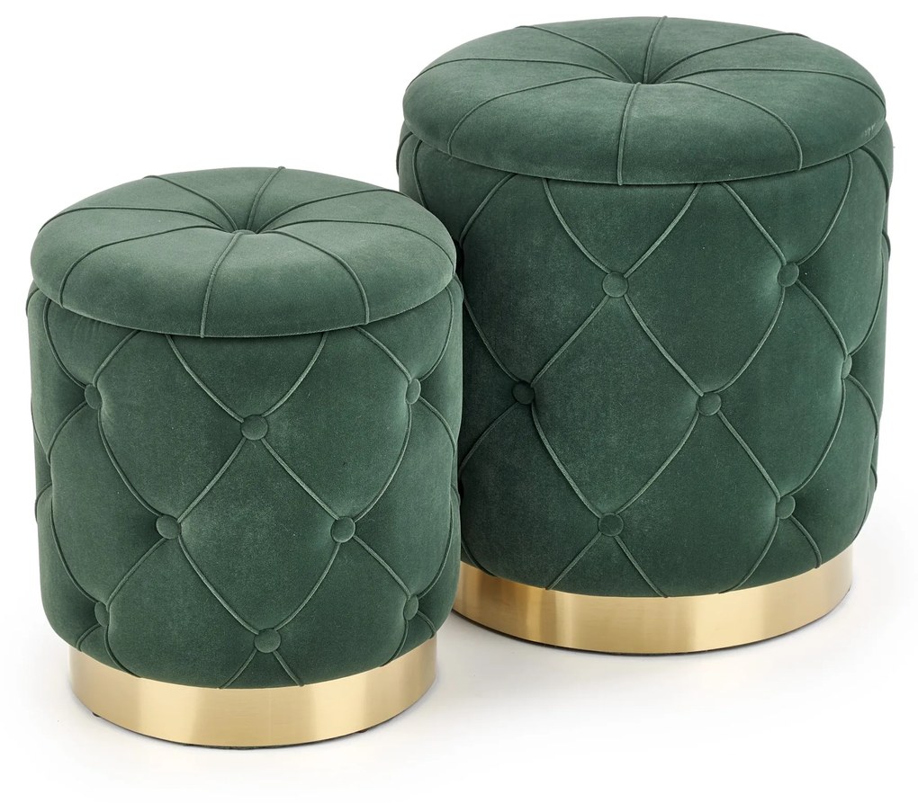 POLLY set of two stools, color: dark green DIOMMI V-CH-POLLY-PUFA-C.ZIELONY