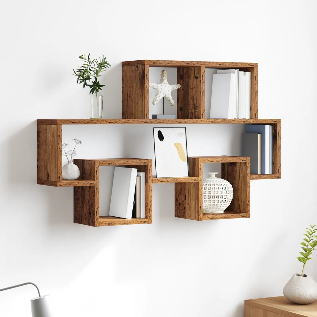 vidaXL Ράφι Τοίχου Παλιό ξύλο 82 x 15 x 51 εκ. Επεξεργασμένο ξύλο