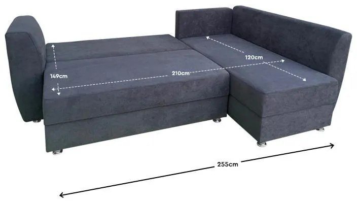 Γωνιακός Καναπές Vita Fylliana Σκούρο Γκρί 255x176x90 εκ. 255x176x90 εκ.