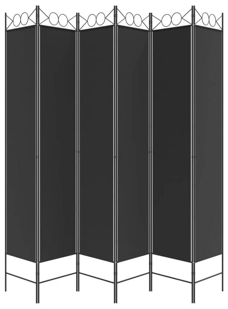 Διαχωριστικό Δωματίου με 6 Πάνελ Μαύρο 240x220 εκ. από Ύφασμα - Μαύρο