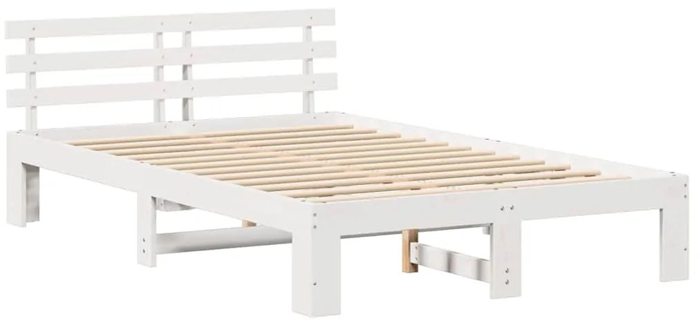 vidaXL Σκελετός Κρεβατιού Λευκό 135 x 190 cm Μασίφ ξύλο πεύκου