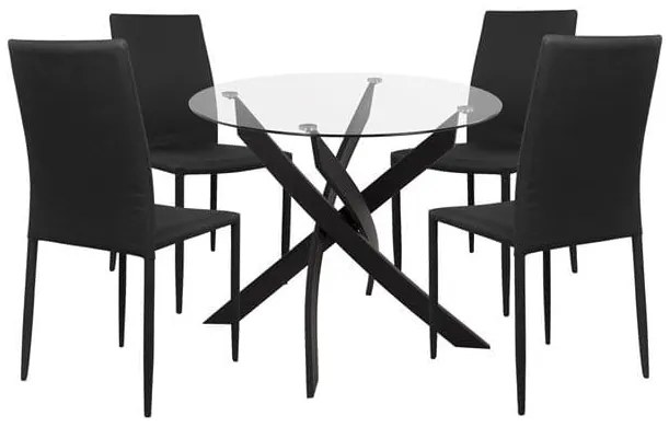 Τραπεζαρίας Σετ 5Τμχ Black HM11073 4 Θέσεων
