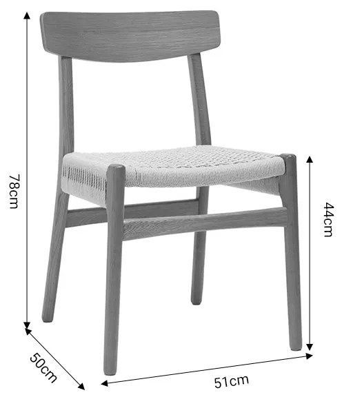 Καρέκλα Safal pakoworld oak δρυς ξύλο-έδρα εκρού σχοινί 51x50x78εκ - 281-000003