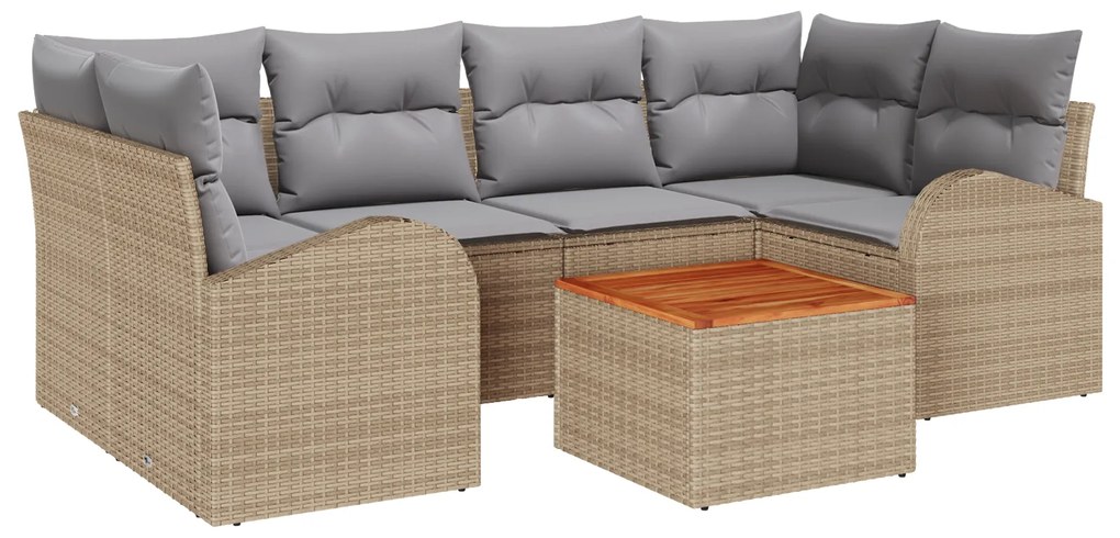 vidaXL Σετ Καθιστικού Κήπου 7 pcs Beige, ανοιχτό γκρι Μεγάλο