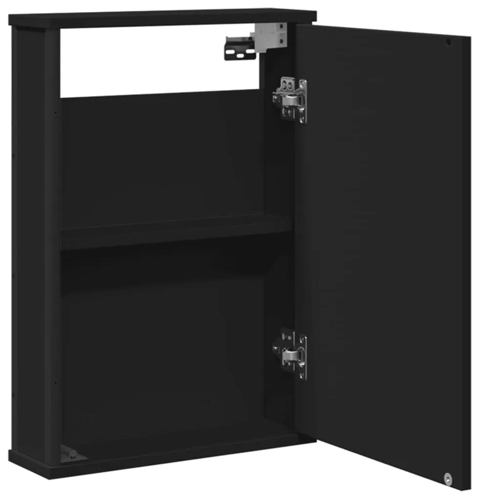 vidaXL Καθρέφτης Μπάνιου με Ντουλάπι Μαύρος 42x12x60 εκ. Επεξ. Ξύλο