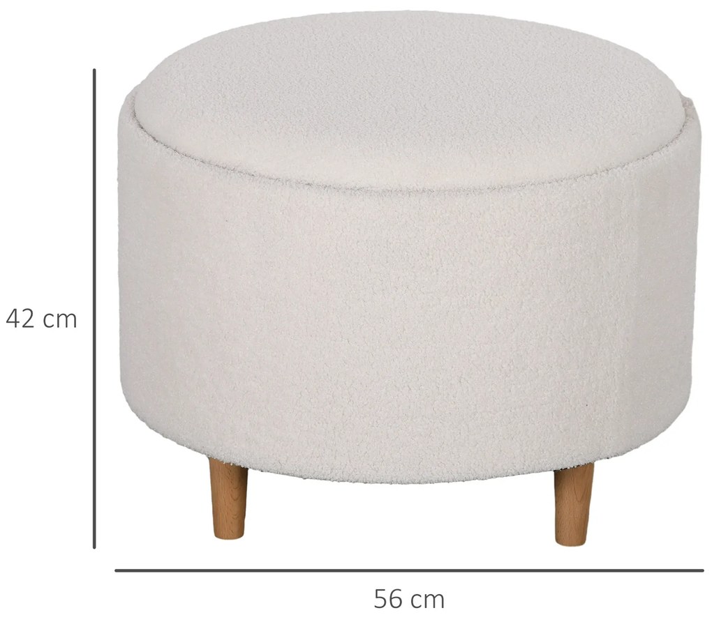 HOMCOM Σκαμπό, ταμπουρέ με αποθηκευτικό χώρο, αναστρέψιμο καπάκι, 56 cm x 56 cm x 42 cm, Λευκό