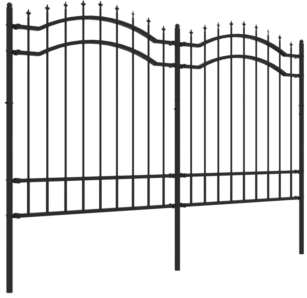 vidaXL Φράχτης Κήπου με Κορυφή Δόρυ Μαύρος 239x125 εκ. από Ατσάλι με Ηλεκτροστατική Βαφή