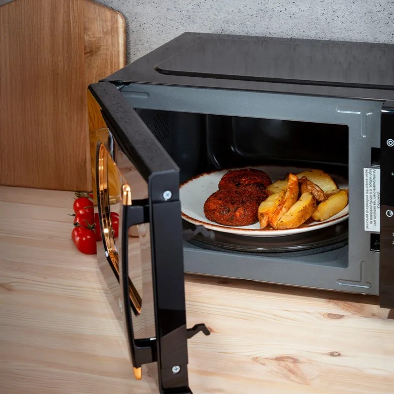 Φούρνος μικροκυμάτων Oliver Voltz OV51443E, 700W, 20 l, 5 στάδια, Χρονοδιακόπτης, Απόψυξη, Μαύρο