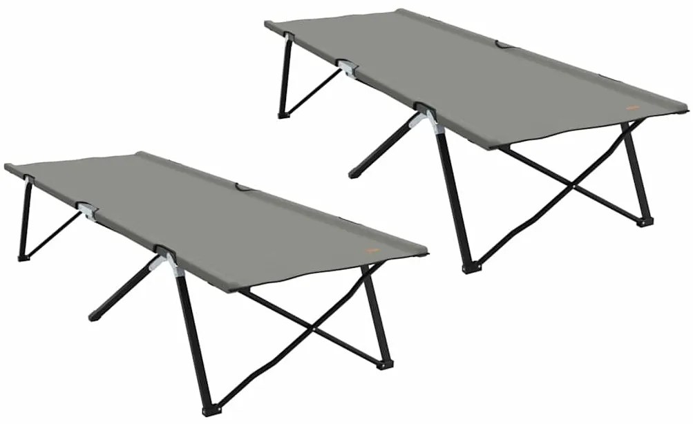 vidaXL Αναδιπλούμενο Κρεβάτι Κάμπινγκ 2 pcs Γκρι 206 x 76 x 74 εκ