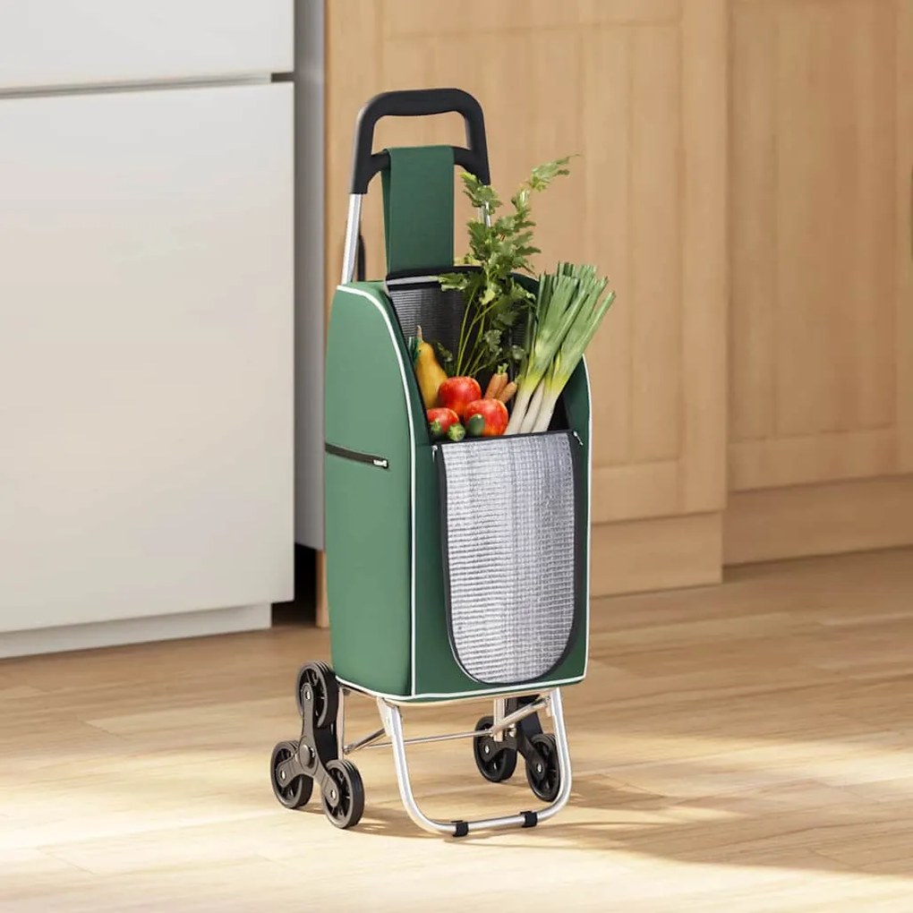 vidaXL Καρότσι Αγορών Πράσινο 39.5 x 33 x 93 εκ Ύφασμα Oxford