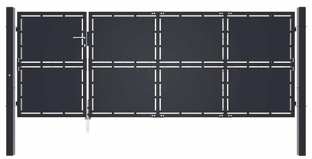 vidaXL Πόρτα Περίφραξης Κήπου Ανθρακί 350 x 125 εκ. Ατσάλινη